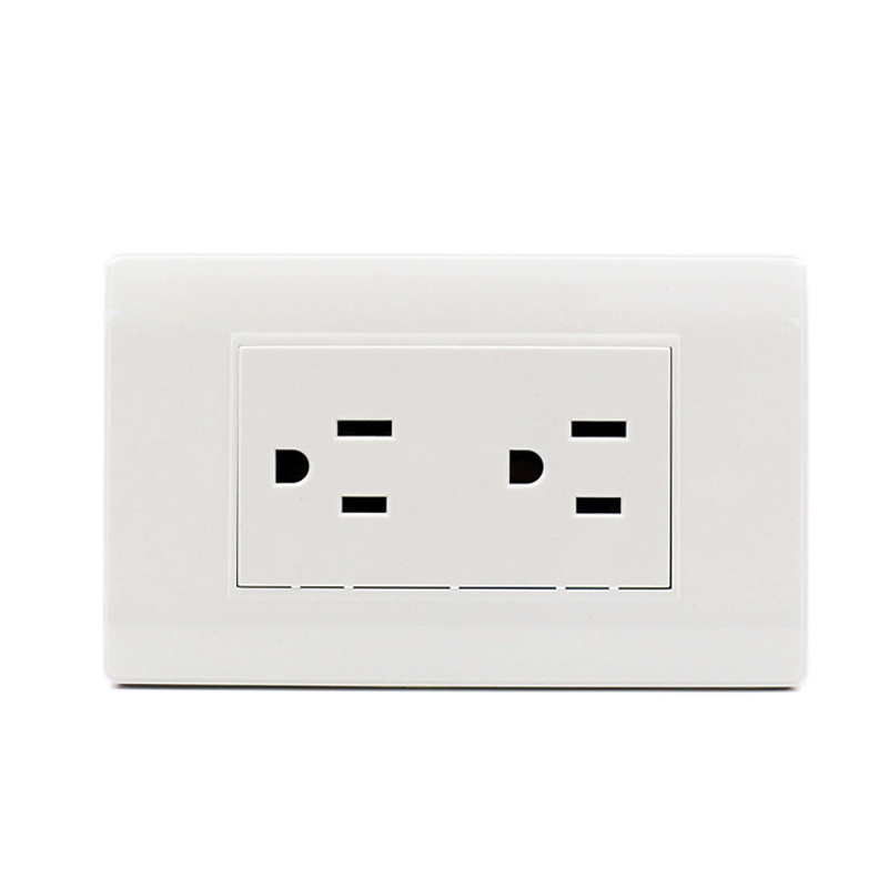 White Fireproof PC Cover Plate Classical Design 6 Pin 6 Holes Universal Wall Socket Outlet