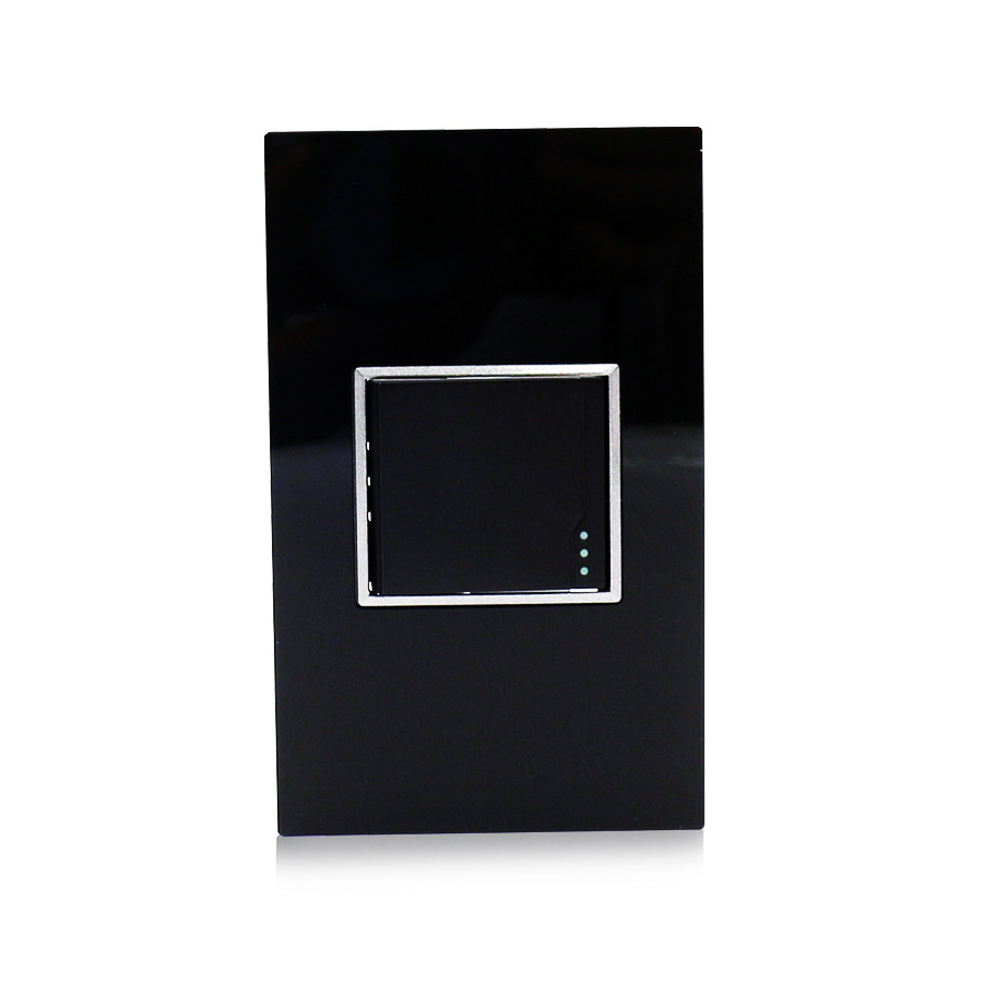 Wenzhou Factory Modern Whole Black Acrylic Plate 110V-250V 1 Gang 1 Way 2 Way Light  Control Wall Switch