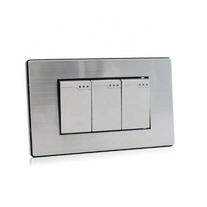 118*72mm Decorative Wall Switch Stainless Steel Cover Plate 3 Gang 1 Way 2 Way Modern On-off-on Switch Wall Light Switch