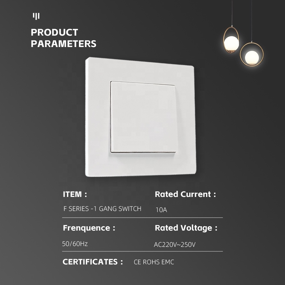 Electric Modular Switch And Socket Germany PC Glass Panel Light Switch Sockets 220V EU Standard 1 Gang Switch