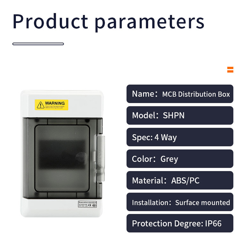 IP66 waterproof plastic enclosure waterproof 4 way distribution box surface mounted circuit breaker cover