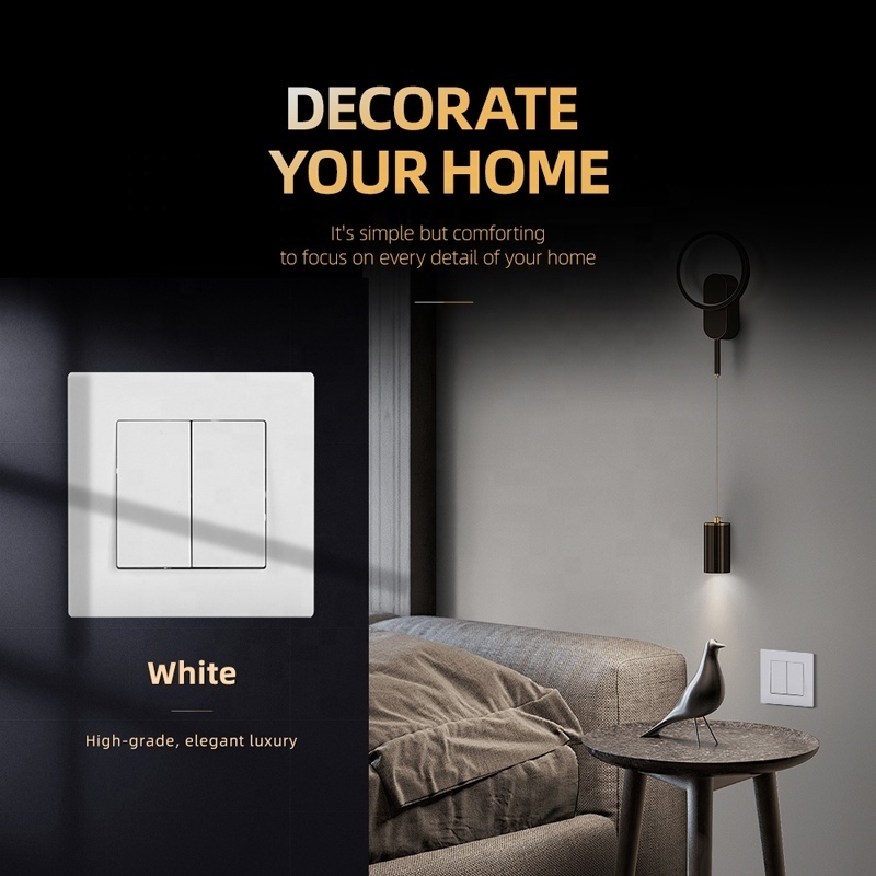 Luxury Design Home Decorative White Black Grey Gold 2 Gang AC Rocker Switch 1 WAY 2 Way Normal Light Switch