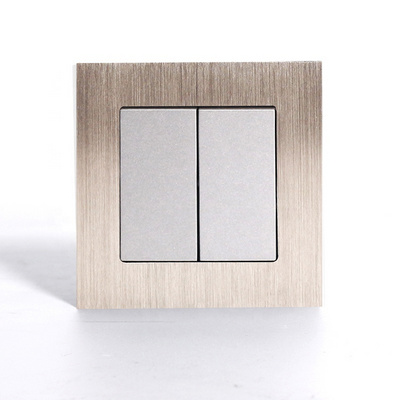 China Decorative Style Wall Switch Socket Aluminum Plate 2 Gang 1 Way 2 Way Electrical Light Switch