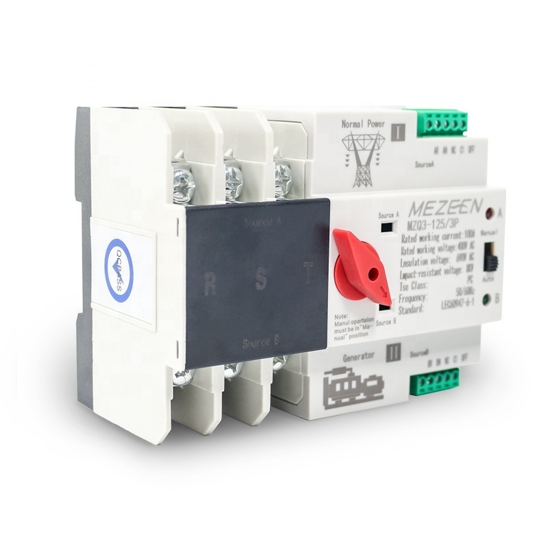 Single-Phase Double-Phase Triple-Phase 400V Manual Automatic Power Transfer Switch 63A 125A 2P 3P 4P ATS