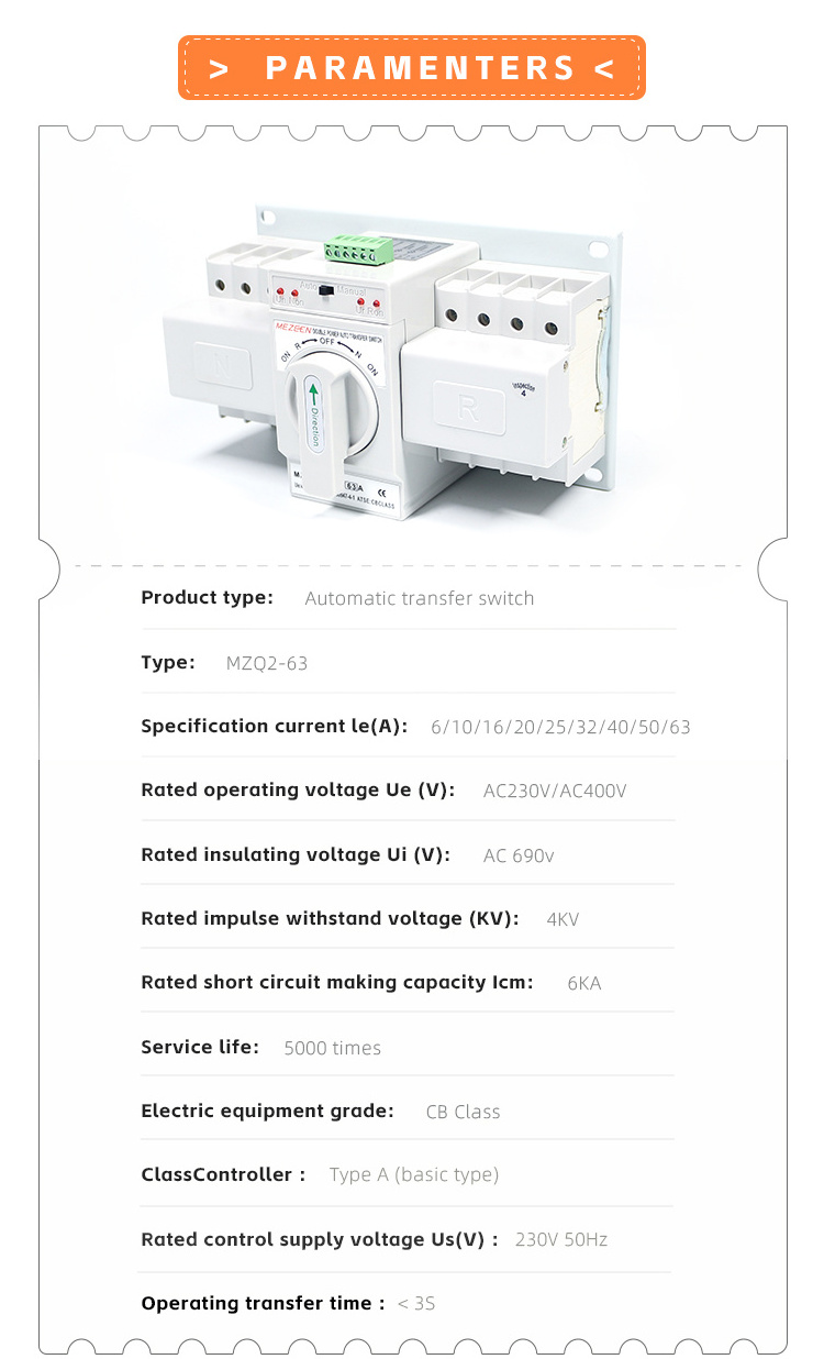 ATS Power Generator 4P 63A 400A Manual Automatic Transfer Switch 125A 160A 250A Electrical Transfer Switch