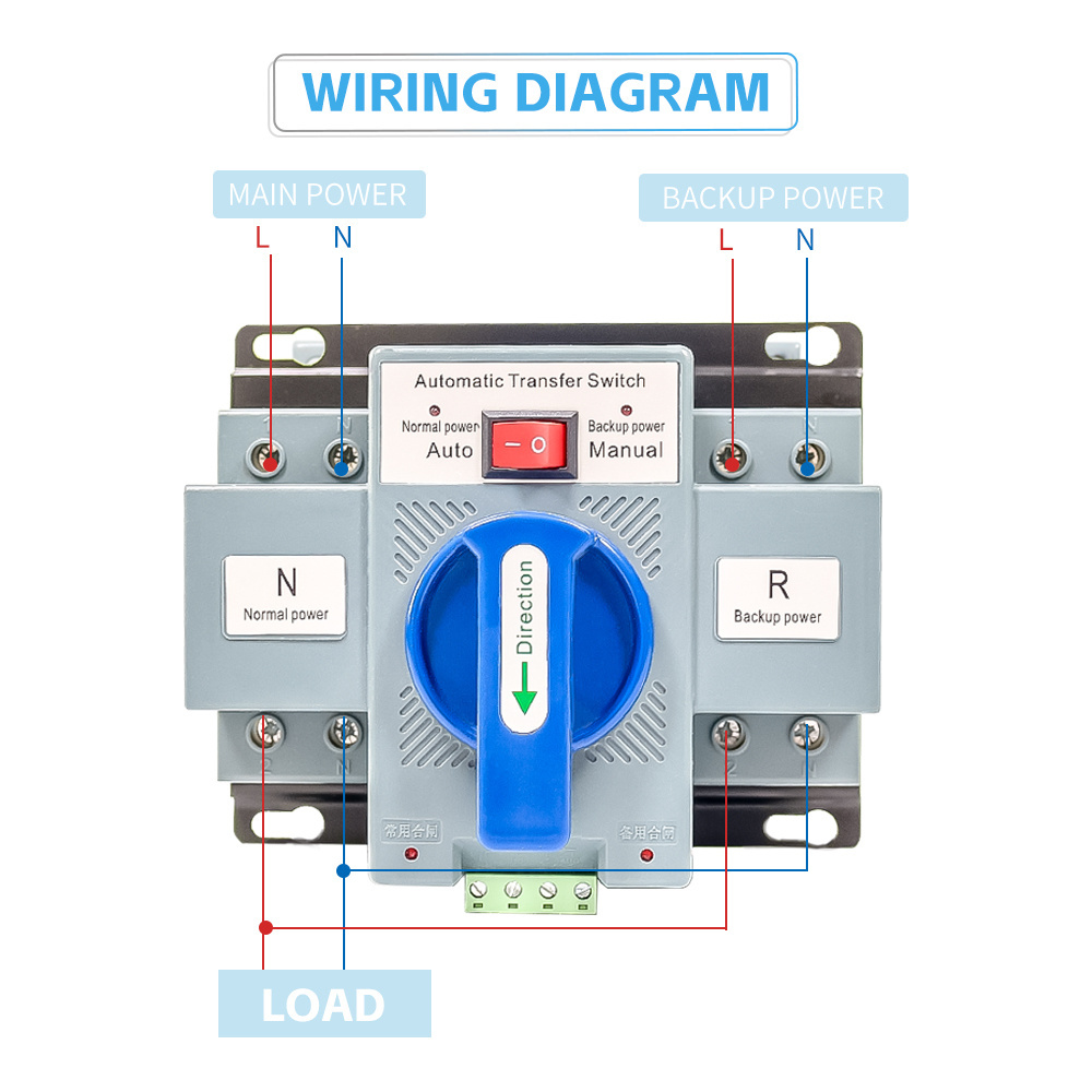 ATS 220V 2P 63A Single Phase Dual Power Automatic Transfer Switch AC Disconnect Switch  Circuit Breaker Type