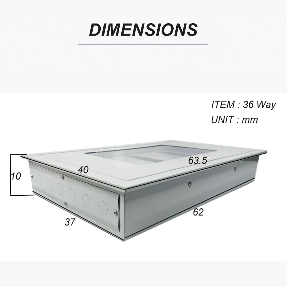 36 Way Steel Electrical Power Enclosure Fuse Box Circuit Breaker Box Flush Mounted Distribution Box