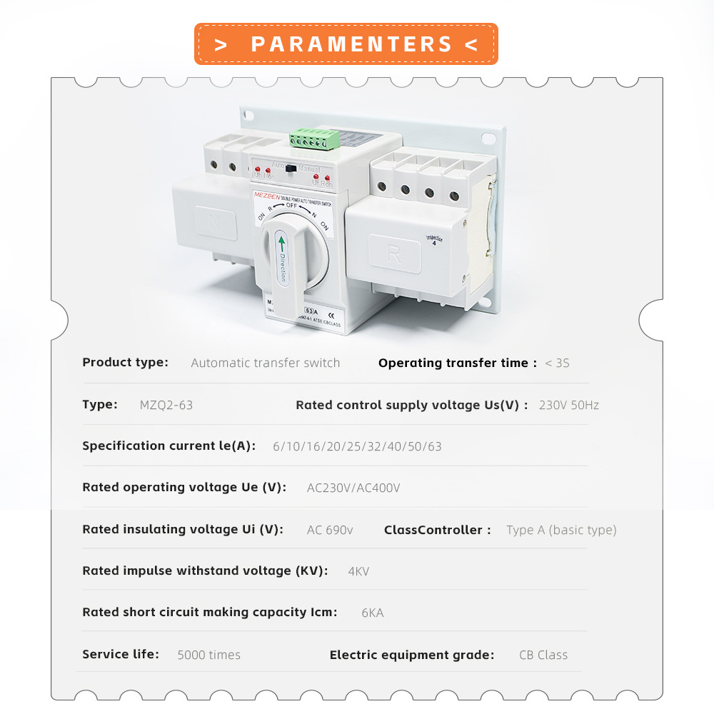 ATS Power Generator 4P 63A 400A Manual Automatic Transfer Switch 125A 160A 250A Electrical Transfer Switch