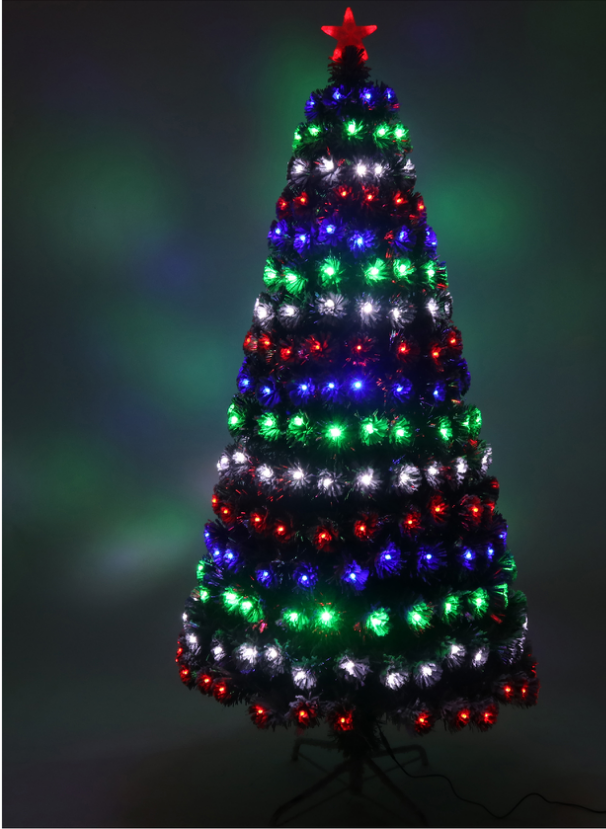 High quality and low price holiday time 6FT Pre-lit fiber optic lighting christmas trees xmas tree night lights