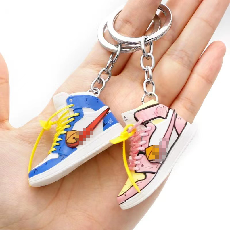 Soft Pvc 3D Sneakers Anime Joint 1/6 mini Shoes Creative J ordan Sneaker Keychain With Box