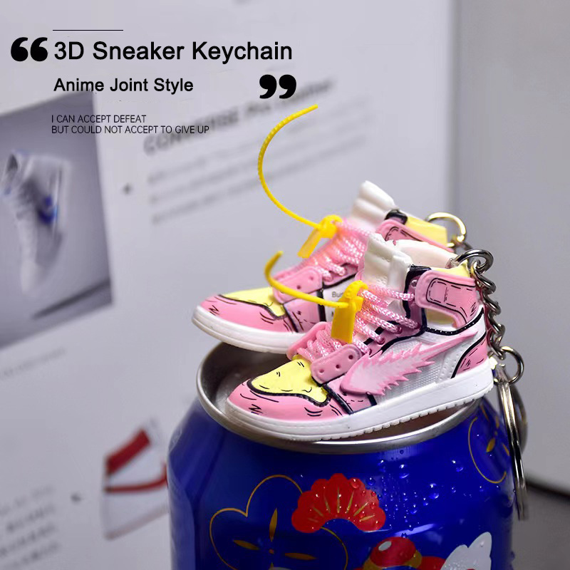 Soft Pvc 3D Sneakers Anime Joint 1/6 mini Shoes Creative J ordan Sneaker Keychain With Box