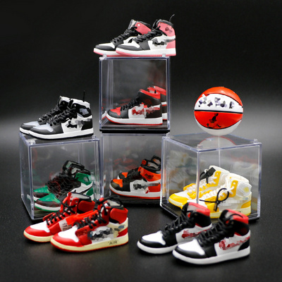 Hot-sale Mini Plastic Yeezy Air AJ 3D Sneaker Shoe Keychain With Box