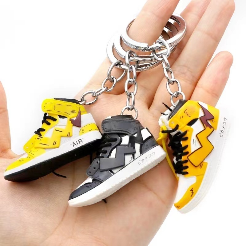 Soft Pvc 3D Sneakers Anime Joint 1/6 mini Shoes Creative J ordan Sneaker Keychain With Box