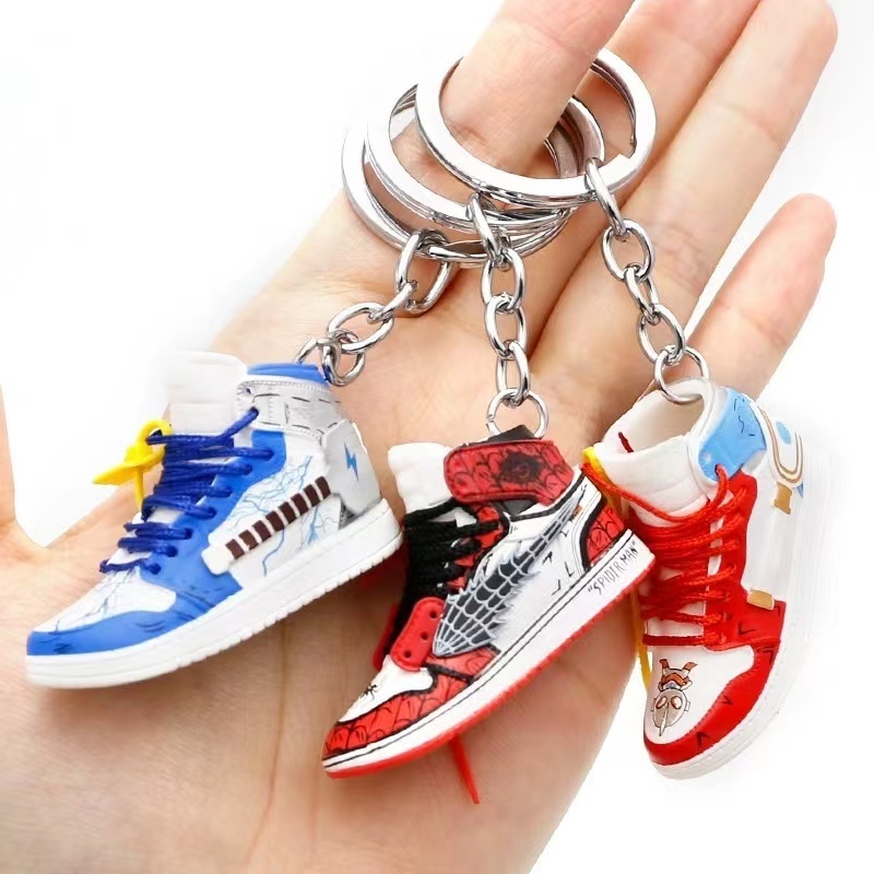 Soft Pvc 3D Sneakers Anime Joint 1/6 mini Shoes Creative J ordan Sneaker Keychain With Box