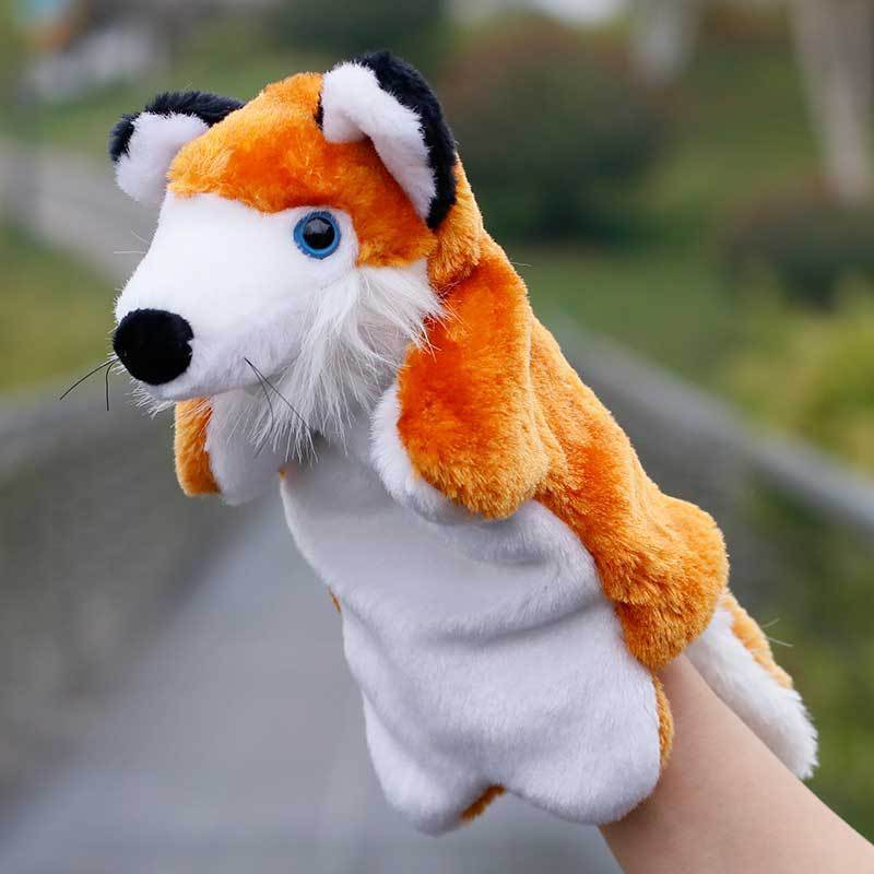 Wholesale Kids Baby Kawaii play game early education stuffed cartoon animal plush finger hand puppet toys