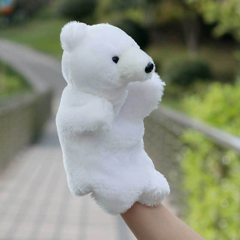 Wholesale Kids Baby Kawaii play game early education stuffed cartoon animal plush finger hand puppet toys