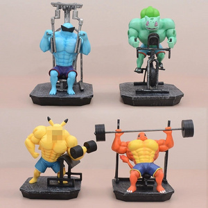 Anime Pokemone Muscle Man Action Figure Charmande Gengar Squirtle Bodybuilding Series Dolls PVC Shiny Psyduck Figurine Model Toy