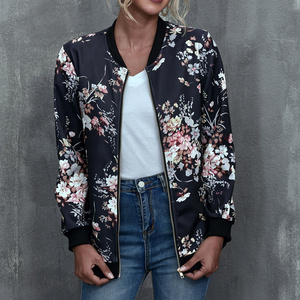 Wholesale Sublimation Camouflage Bomber Jacket Clothing Women Casual Zippers Jacket Coat Floral Print Winter Women Jacket  Coat