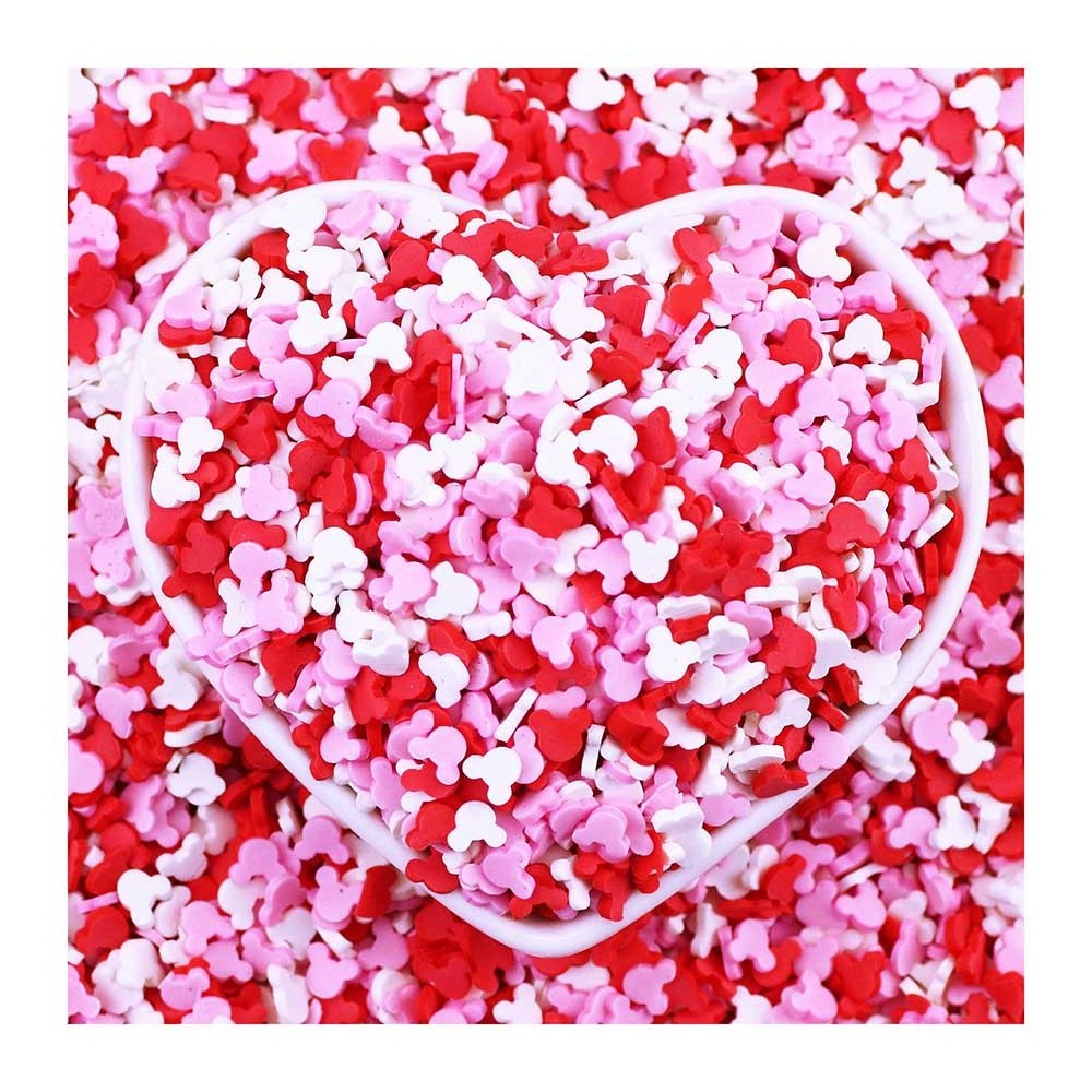 500G Valentine's Day Red White Mouse Ear Mix Polymer Clay Slice Sprinkle For Slime Filler DIY Clay Crafts Decoration Nail Art