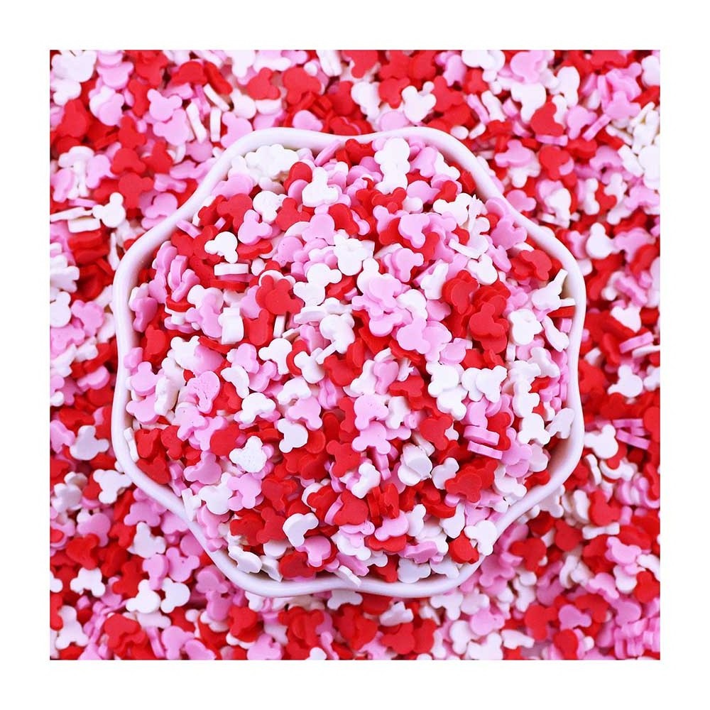 500G Valentine's Day Red White Mouse Ear Mix Polymer Clay Slice Sprinkle For Slime Filler DIY Clay Crafts Decoration Nail Art