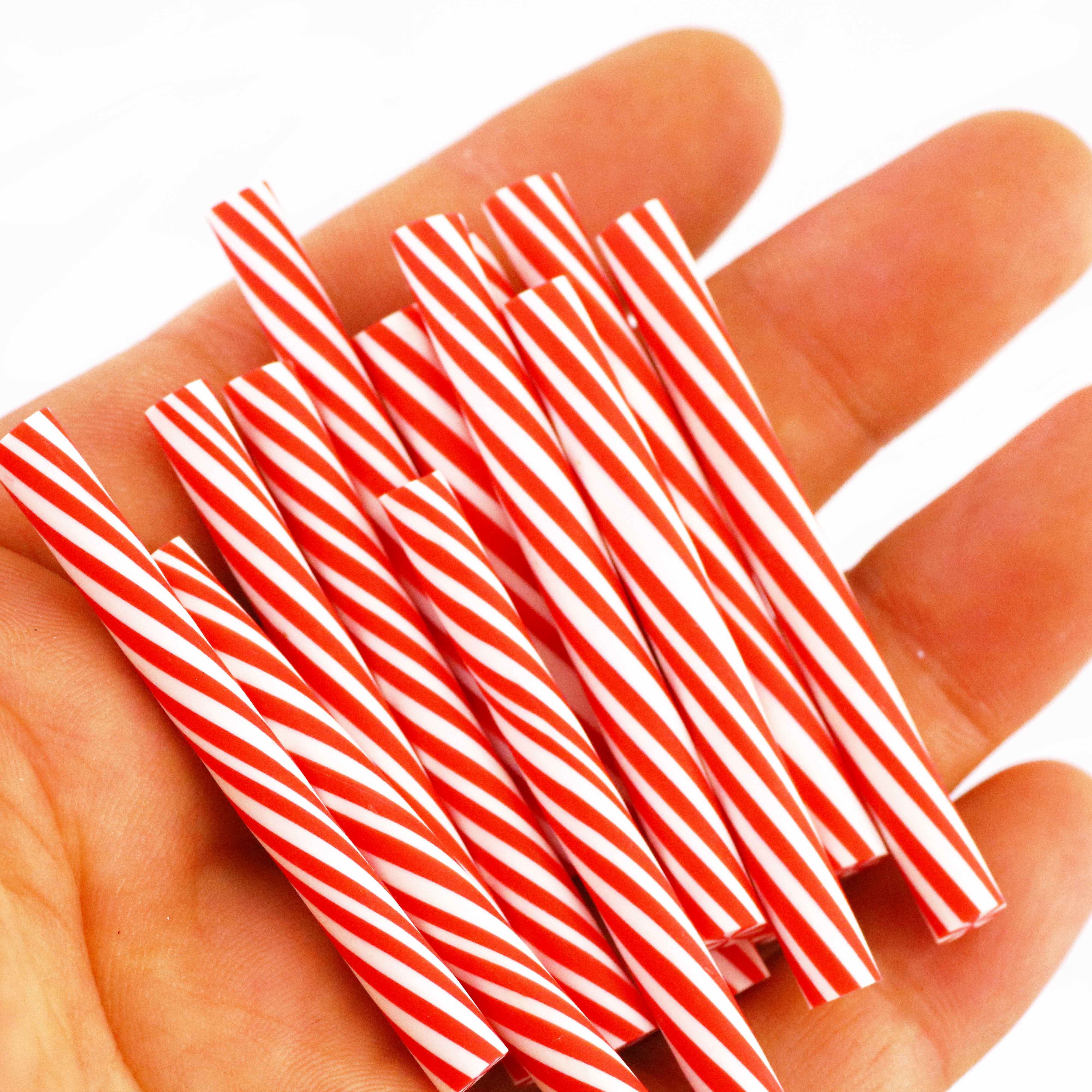 Christmas Red Green Candy Cane Sticks Christmas Polymer Clay Sprinkles  For Slime Crafts Nail Deco Tumbler Resin Fillers