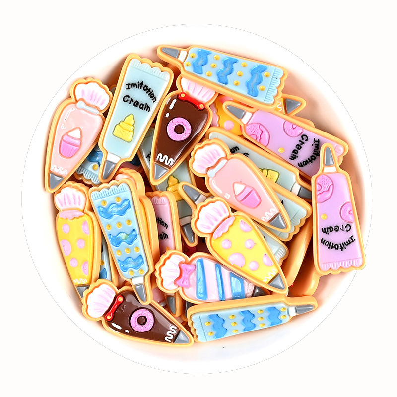 100PCS/BAG Mini Cream Glue Flatback Resin Charms For Slime Mobile Case Keychain DIY Craft Decoration Flat Back Resin