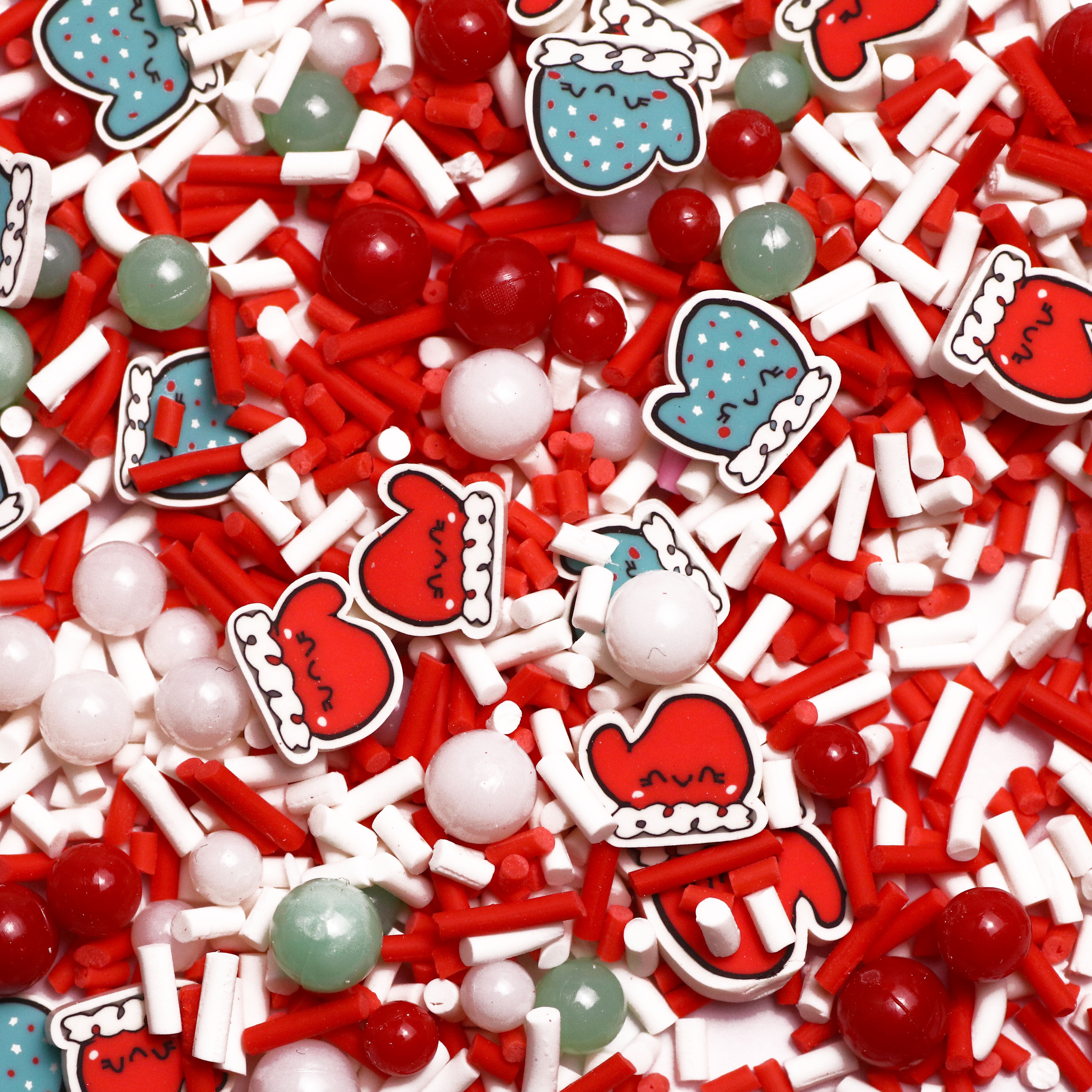 White Snowflakes Red Heart Mix Christmas Character Polymer Clay Sprinkle Slices For Slime Crafts Nail Deco Tumbler Resin Fillers