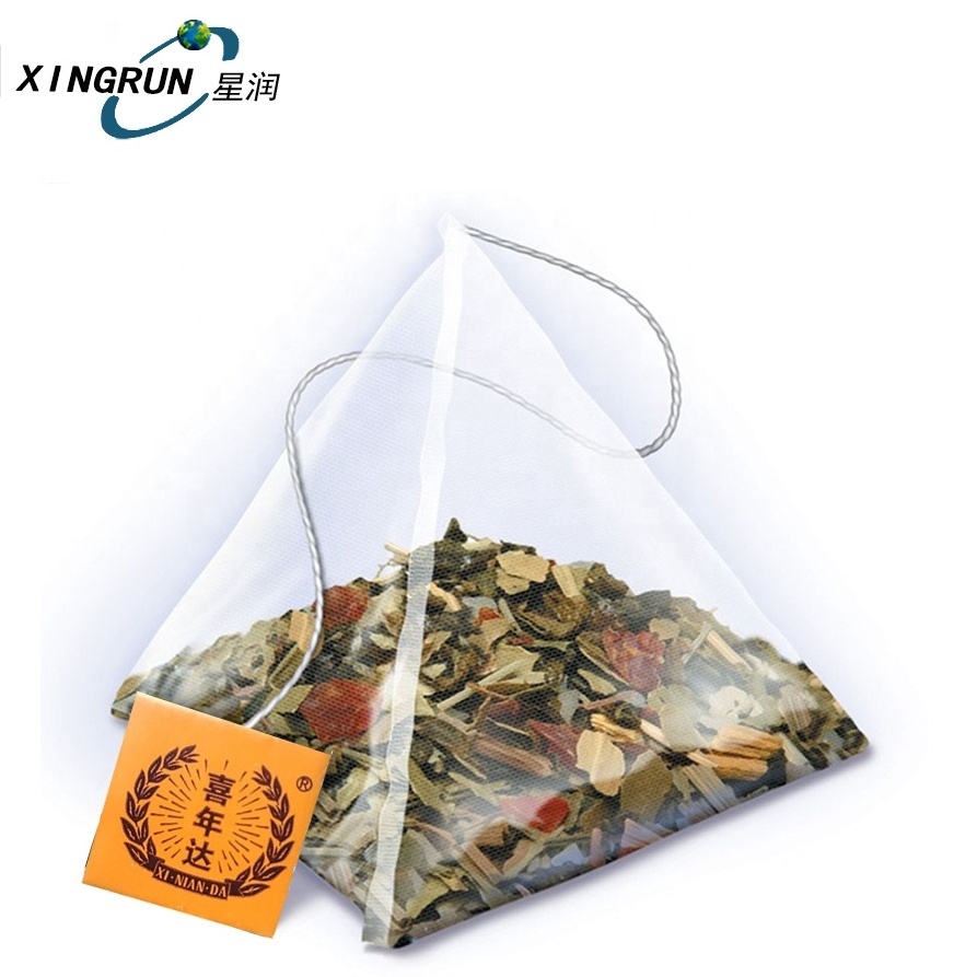 OEM DIY Best Fancy Biodegradable Nylon Mesh Silk Empty Pyramid Tea Bag/Triangle Tea Bag With String And Tag