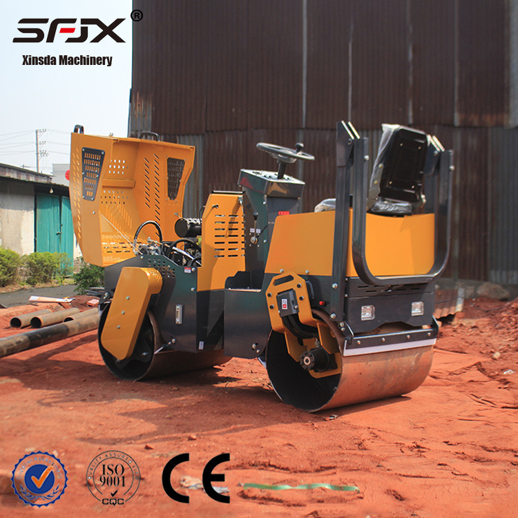 Double Drum 1 ton Hydraulic Vibrating small ride on Asphalt Road Roller