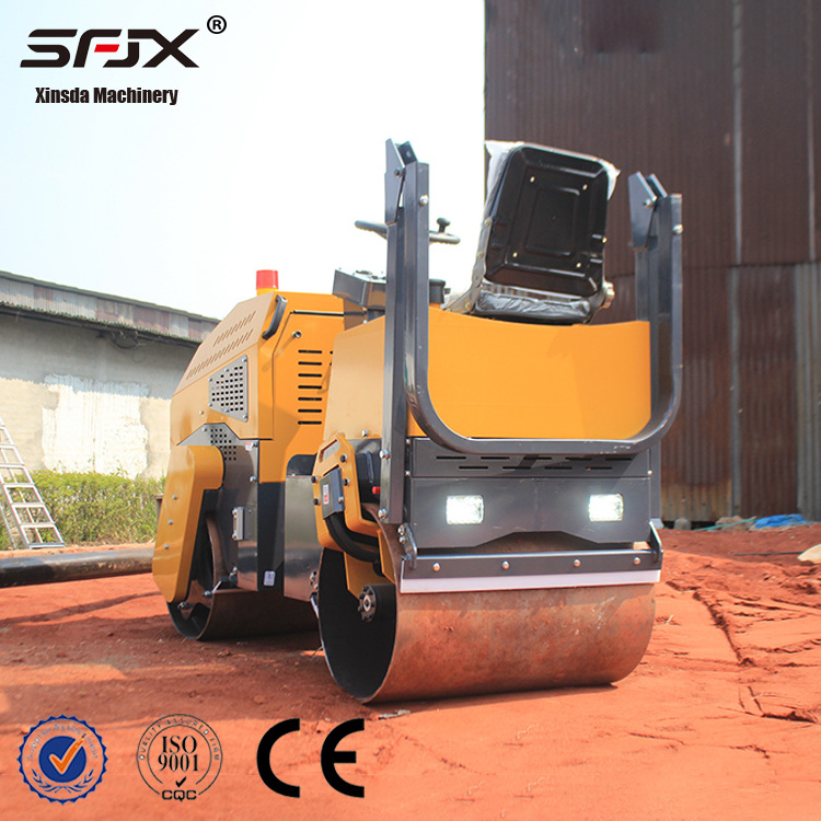 Double Drum 1 ton Hydraulic Vibrating small ride on Asphalt Road Roller