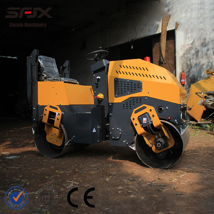 Double Drum 1 ton Hydraulic Vibrating small ride on Asphalt Road Roller