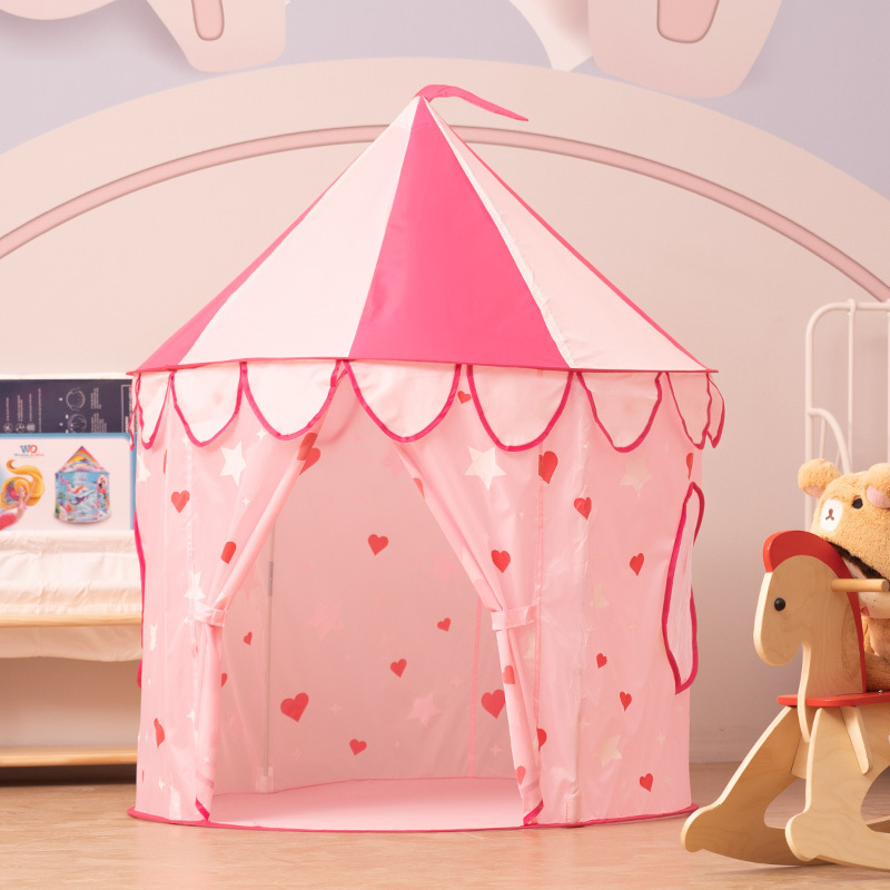 Children Play Tent Girls Princess Castle for Indoor Outdoor Use Pink Upgrade Glow in the Dark Stars Foldable