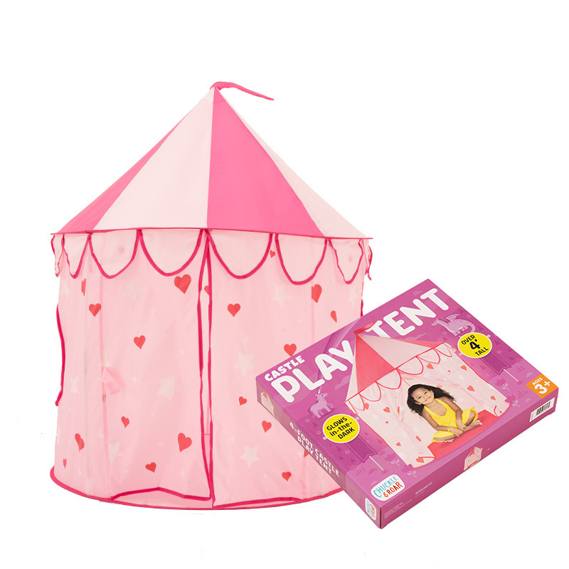 Children Play Tent Girls Princess Castle for Indoor Outdoor Use Pink Upgrade Glow in the Dark Stars Foldable