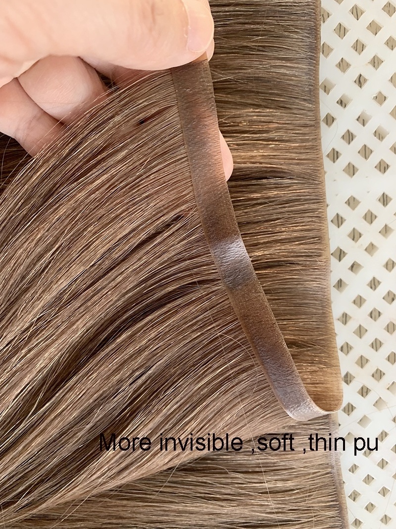 More invisible Injected tape in tape hair extension skin weft injected PU weft in remy hair extensions