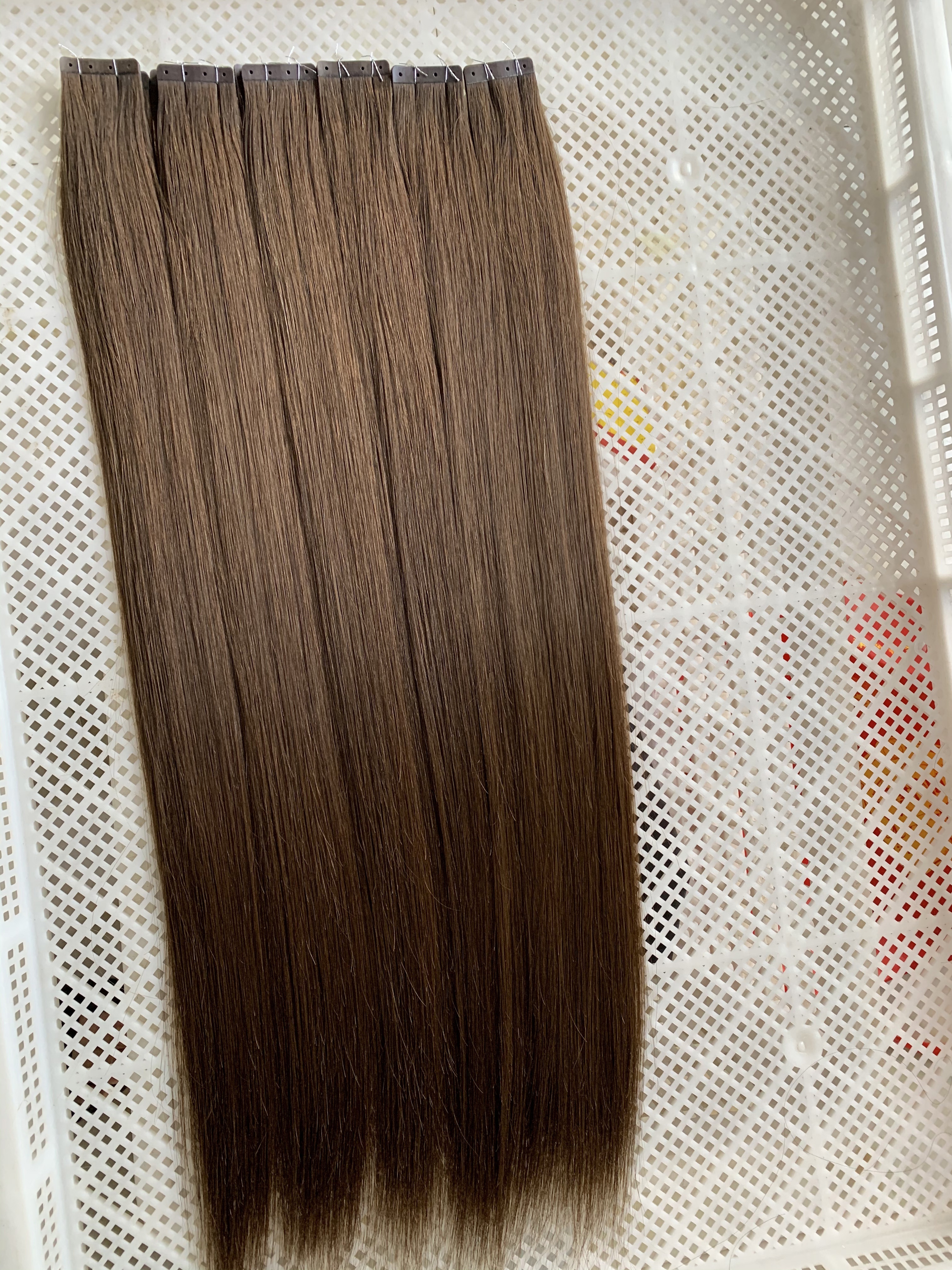 New Style !  Top Quality Hole Punched Tape in human hair extensions Skin Weft Glue less Tape in Russian hair