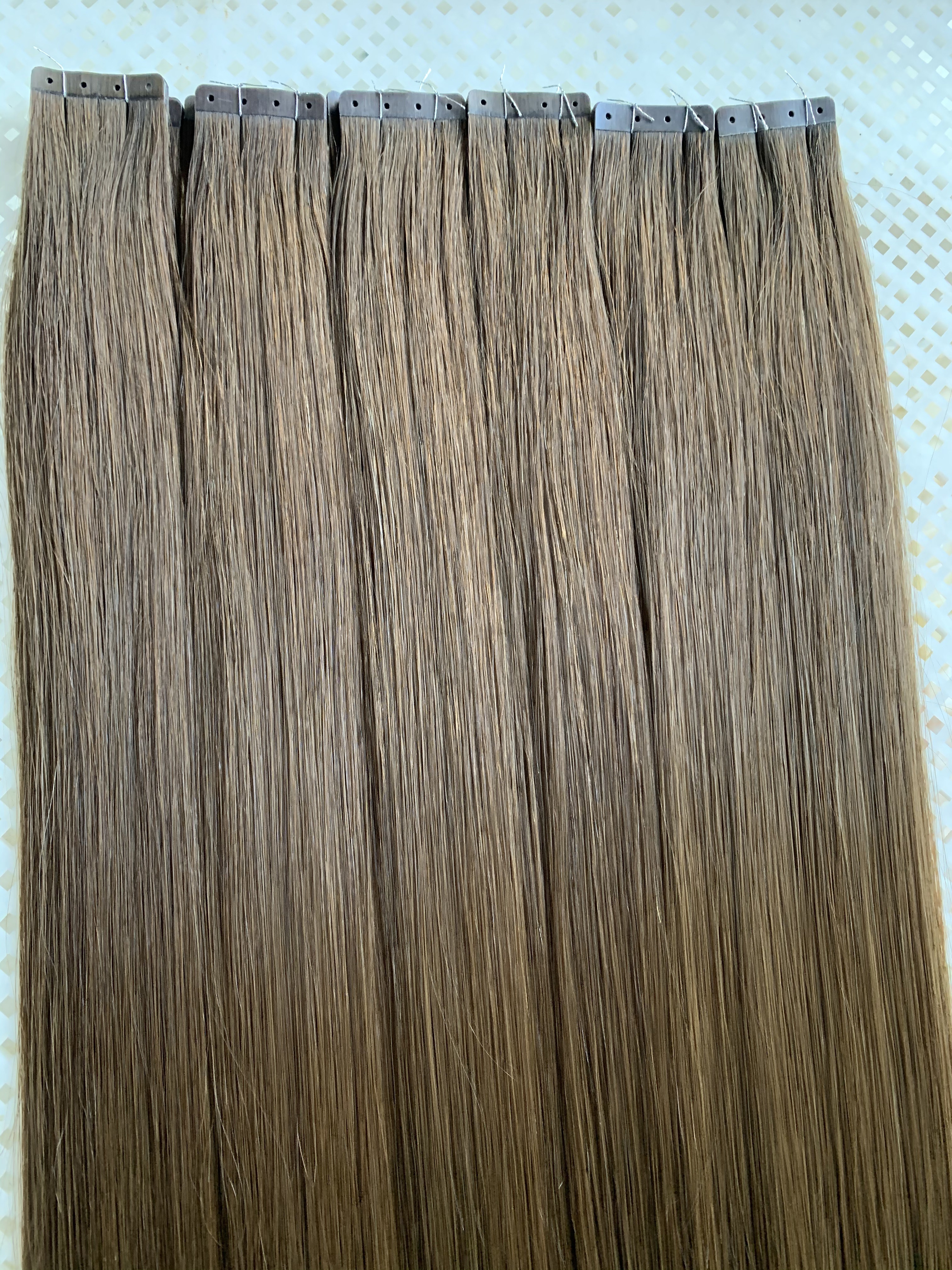 New Style !  Top Quality Hole Punched Tape in human hair extensions Skin Weft Glue less Tape in Russian hair