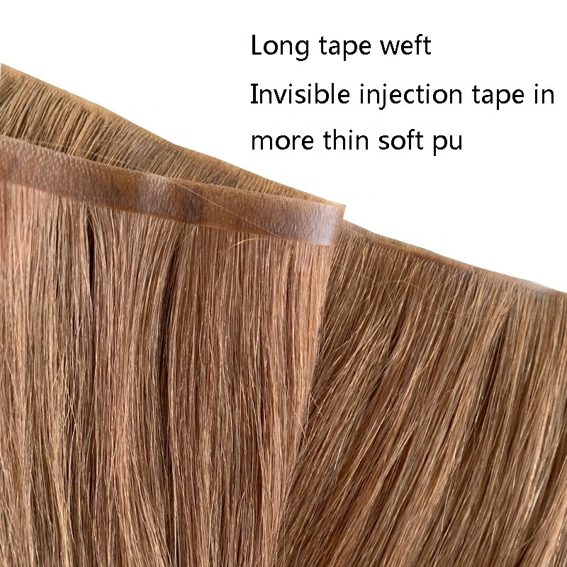 More invisible Injected tape in tape hair extension skin weft injected PU weft in remy hair extensions