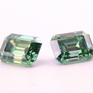 Wholesale Price Emerald Cut DEF VVS Blue Green 0.4ct-3ct GRA moissanite diamond