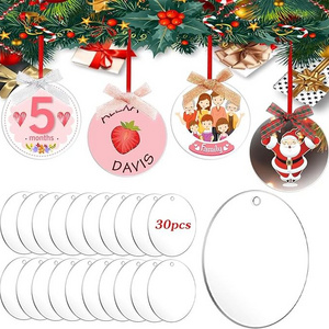 Clear Acrylic Christmas Ornament Blank with Ribbons Blank Christmas Tree Decorations DIY Blank Bulb Bauble Tree