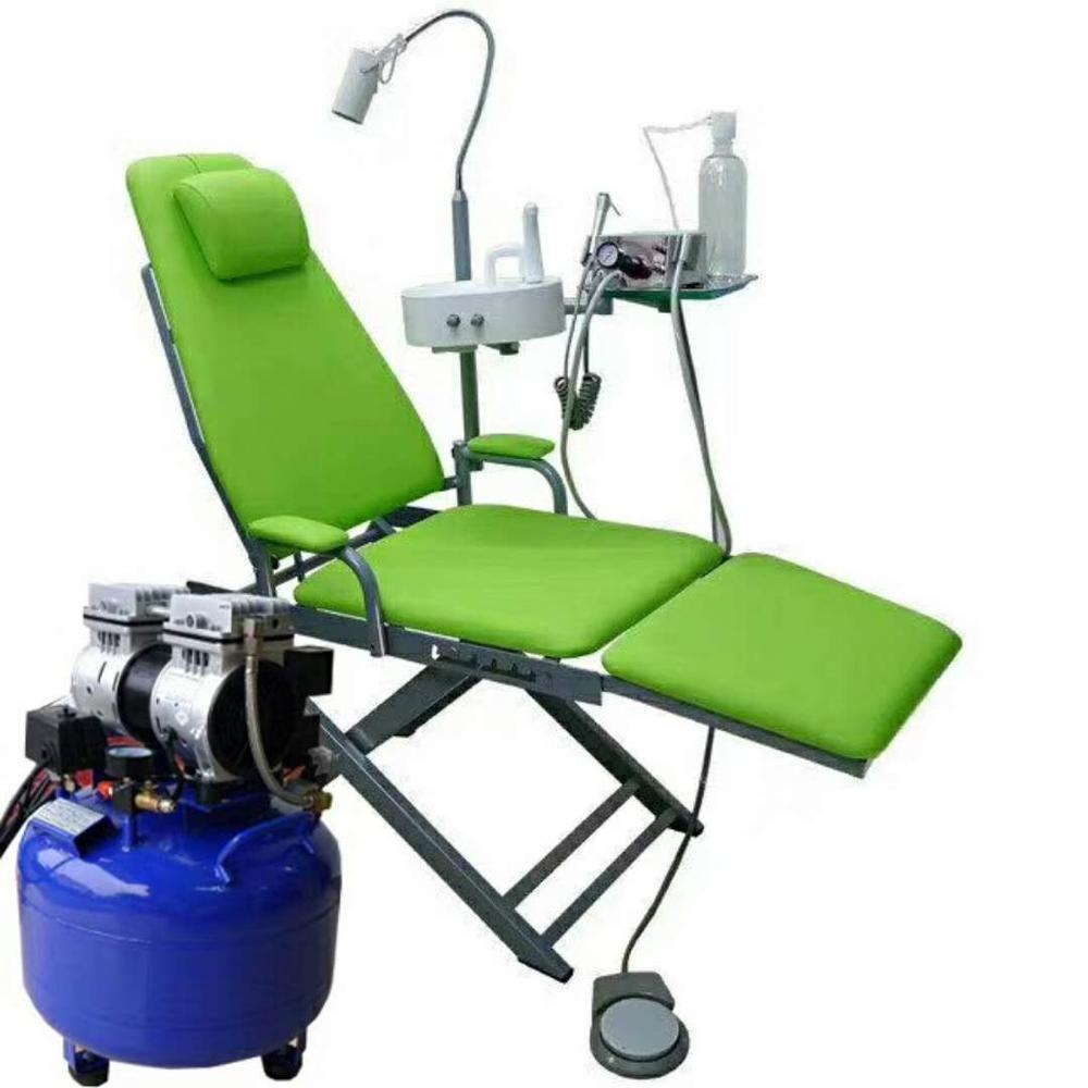 Dental portable chair unit mobile folding chair with led light work with portable turbine unit