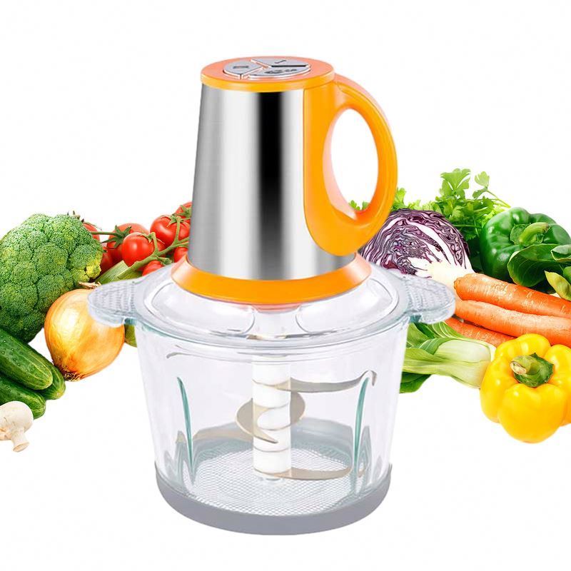 Household Vegetable Electric  Food Processor Chopper 2L PET Cup, Cooking 4 blades Garlic Mincer Meat Grinders/