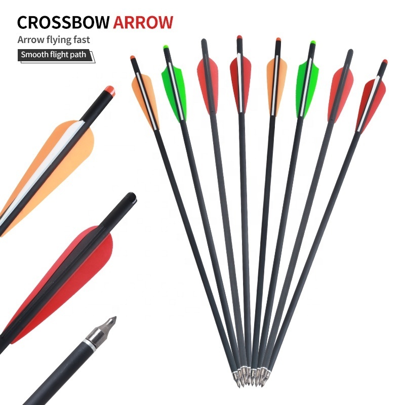 Mixed Carbon Bolt Arrows Compound Bow and Arrow Hunting Green White Plastic Feathers O.D. 8.8mm Archery Equipment