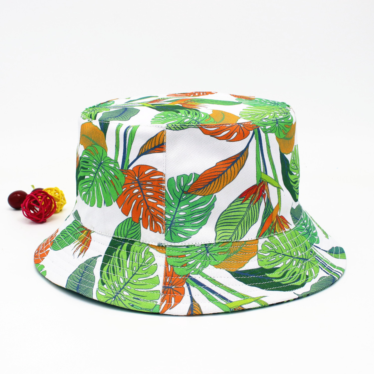 high quality beach custom hawaii print bucket hat two sides polyester bucket hat wholesale