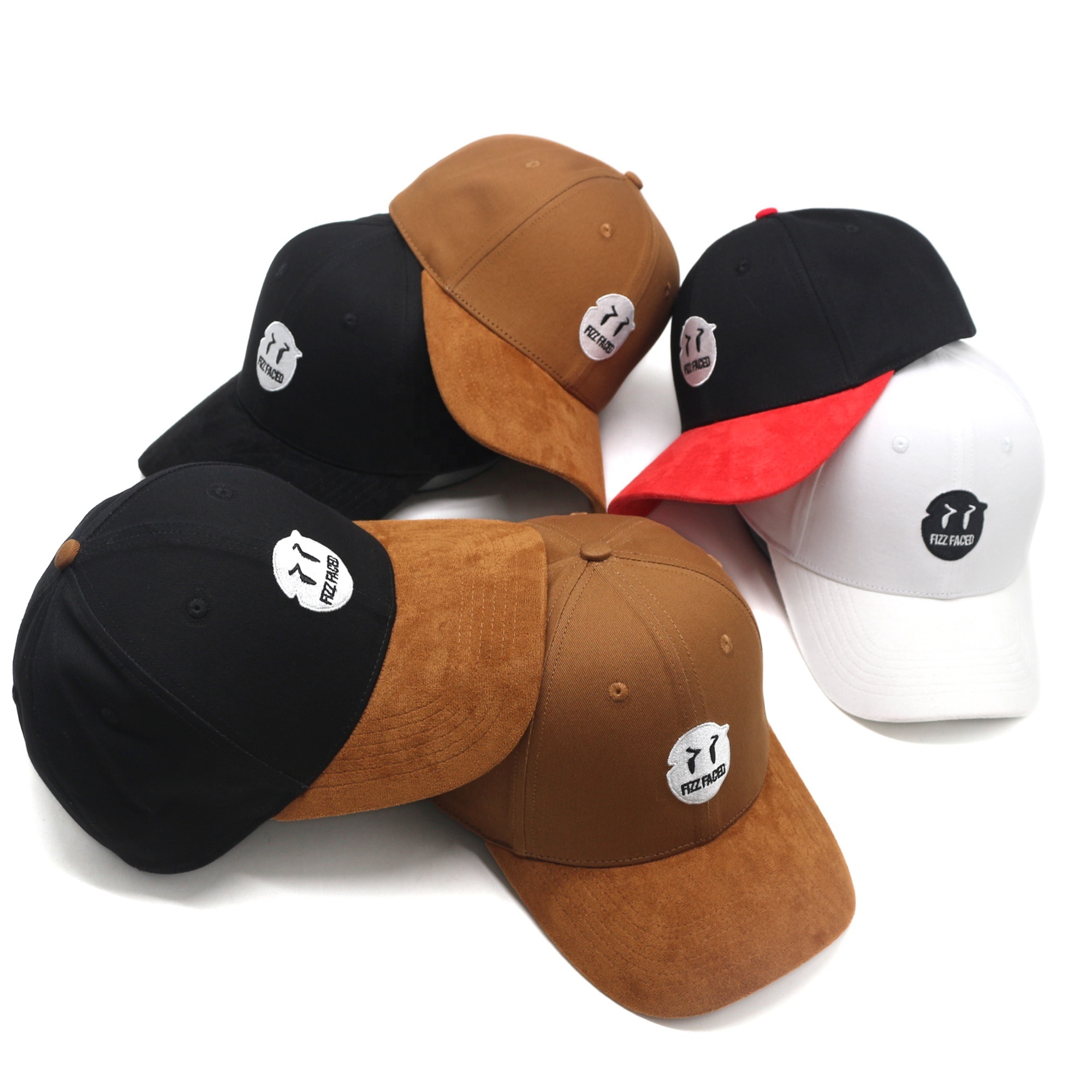 popular hat shape cotton baseball hat suede curved brim adjustable strap with custom embroidery logo custom label