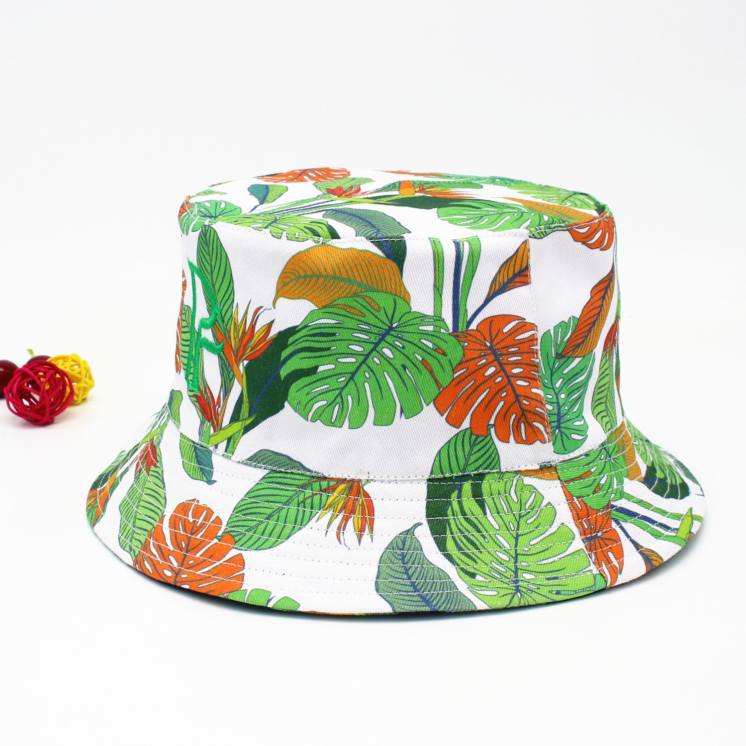 high quality beach custom hawaii print bucket hat two sides polyester bucket hat wholesale