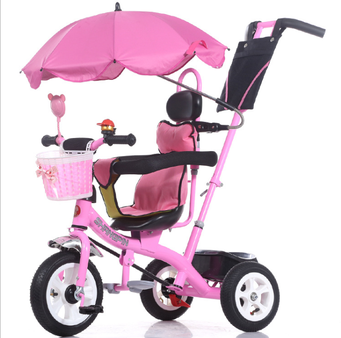 wholesale three wheels 4 in 1 kids tricycle pedal bike child rickshaw baby tricycle with umbrella