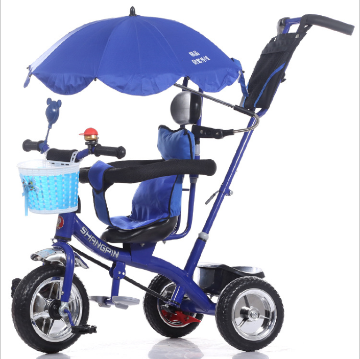 wholesale three wheels 4 in 1 kids tricycle pedal bike child rickshaw baby tricycle with umbrella