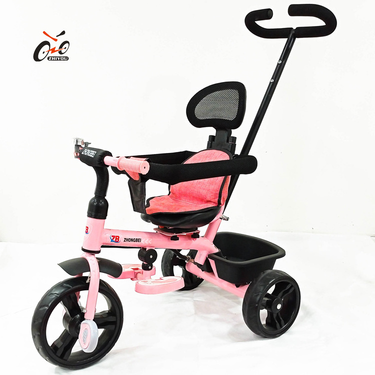 2021 new model children tricycle with trailer / kids 2 in 1 push tricycle / baby tricycle with pushbar