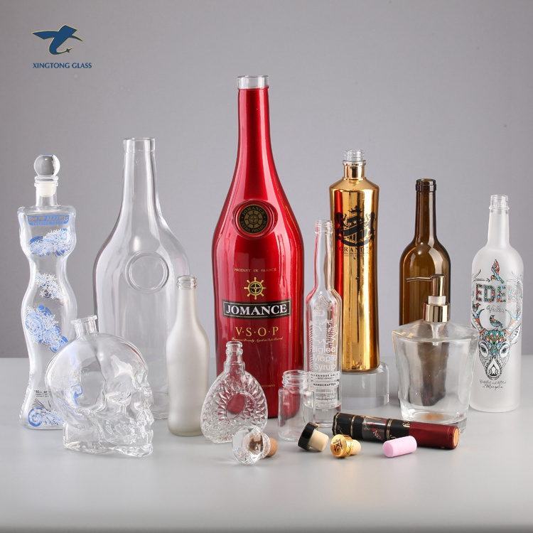 200ml 500ml 700ml 750ml 1000ml flint glass liquor wine Vodka tequila gin bottle  Fancy Liquor Glass Bottle with sealed cork lid