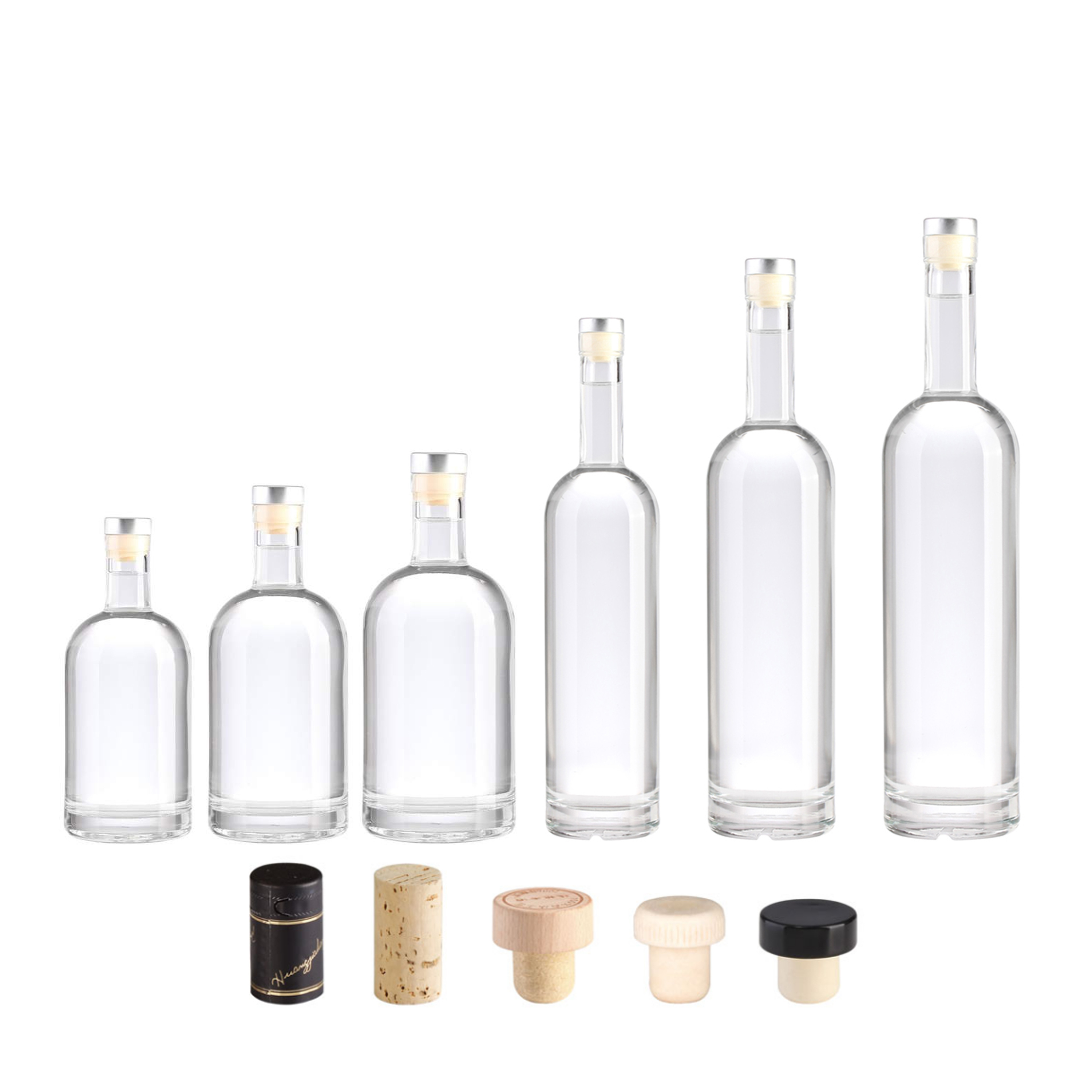 200ml 500ml 700ml 750ml 1000ml flint glass liquor wine Vodka tequila gin bottle  Fancy Liquor Glass Bottle with sealed cork lid